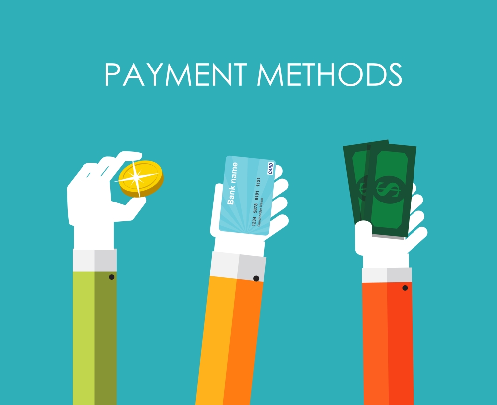 Image of hands holding various payment methods to illustrate Self Pay Weight Loss Patients